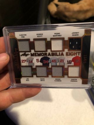 2019 Leaf Ultimate Sports Red Sox Quad Patch Clemens Pedroia Ortiz Fisk 13/25