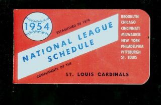 1954 National League Baseball Booklet Schedule,  Sponsored By St.  Louis Cardinals