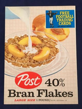 1962 Post Bran Flakes Cereal Box Front Panel Bill Wade Chicago Bears