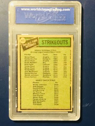 1979 Topps N.  Ryan/W.  Johnson 417 Baseball Card Graded Gem 10 by WCG 2