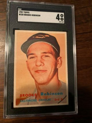 1957 Topps 328 Brooks Robinson Baltimore Orioles Rookie Baseball Card Vg/ex 4