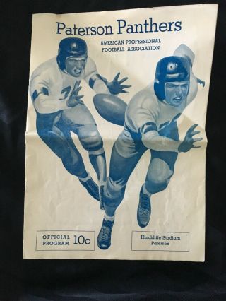 Paterson Panthers AMERICAN PROFESSIONAL FOOTBALL ASSOCIATION HINCHLIFFE PROGRAM 2