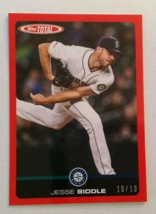 2019 Topps Total Wave 5 Red Parallel Jesse Biddle 10/10 Made Mariners 421