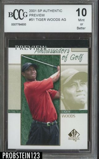 2001 Sp Authentic Preview Golf 51 Tiger Woods Bccg 10