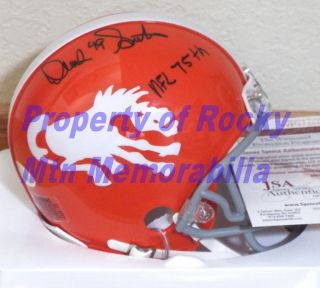 Denver Broncos Dennis Smith Signed Tb Logo Mini Helmet W/ " Nfl 75th " Jsa
