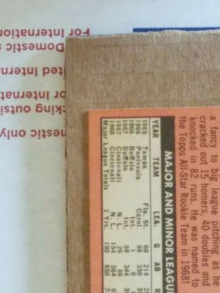 1969 Johnny Bench Topps Card 95 Baseball Card EX - MT, 7
