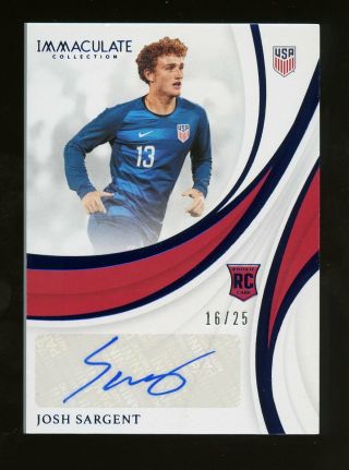 2018 - 19 Immaculate Soccer Blue Josh Sargent Rc Rookie Auto 16/25 Usa