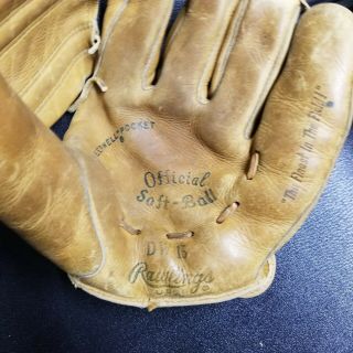 Vintage Rawlings Dw15 Official Soft Ball Mitt Glove Made In The Usa Baseball