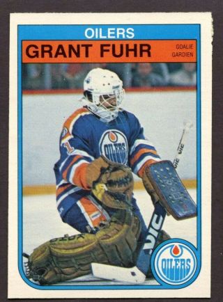 1982 - 83 Opc O Pee Chee 105 Grant Fuhr Rc Rookie Edmonton Oilers Crease