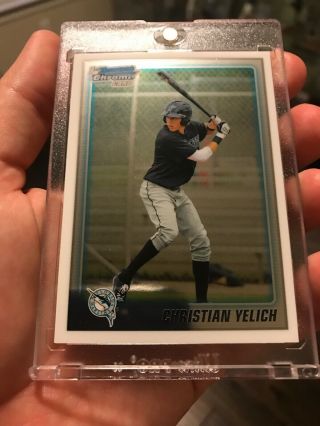 Christian Yelich 2010 Bowman Chrome Draft Pick Rookie Card Rc Brewers Bdpp78