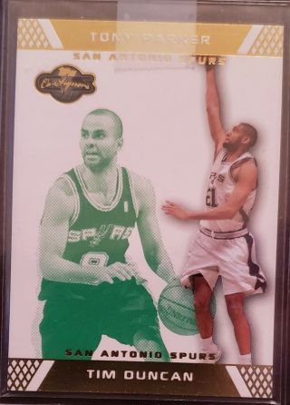 2007 - 08 Topps Co - Signers Gold Green 21 - Tim Duncan/tony Parker 28/59 Spurs
