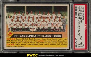 1956 Topps Phillies Team With Date,  White Back 72 Psa 8.  5 Nm - Mt,  (pwcc)