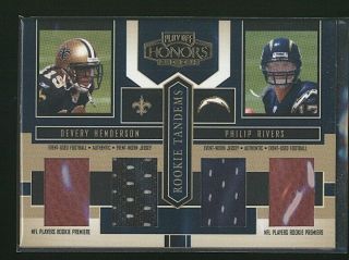 2004 Playoff Honors Philip Rivers/devery Henderson Rc Dual Jersey/ball /50