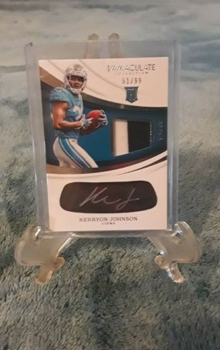 2018 Immaculate Kerryon Johnson Rpa Rc Rookie Patch Silver Auto 61/99