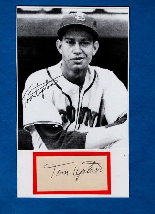 Tom Upton - St Louis Browns Autographed Cut W/photo - 5x8 - (d.  2008)