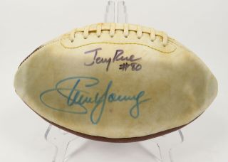 STEVE YOUNG AND JERRY RICE AUTOGRAPHED SAN FRANCISCO 49ERS FOOTBALL WITH 3