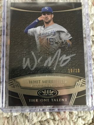 2019 Topps Tier One Whit Merrifield Tier One Talent Silver Ink Auto Sp 7/10