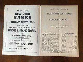 1951 LOS ANGELES RAMS PRESEASON FOOTBALL PROGRAM VS CHICAGO BEARS 2