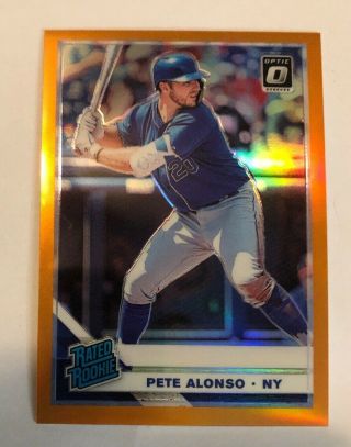 2019 Donruss Optic Pete Alonso Rated Rookie Orange Prizm Rc 90/99 Mets