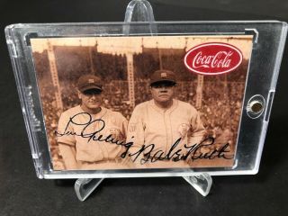 Vintage Style Babe Ruth & Lou Gehrig Coca Cola Cards - W/ Fasc.  Autograph.