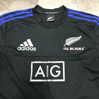 Men’s Adidas Aidzero Zealand All Blacks AIG Home Rugby Jersey Sz S Black 3