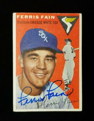 Signed 1954 Topps 27 Ferris Fain Autographed Baseball Card Vgex - Ex Auto Nm