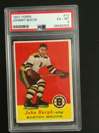 Sweet 1957 - 58 Topps Johnny Bucyk Rookie Rc Hof Psa 6 Ex - Mt 10 Boston Bruins