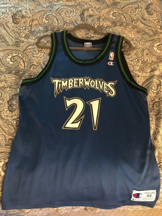 Kevin Garnett Minnesota Timberwolves NBA Blue Champion Jersey Size 44 L Large 2