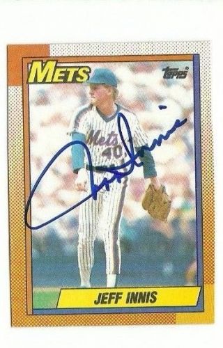 Jeff Innis 1990 Topps Autographed Auto Signed Card Mets