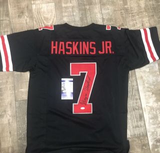 Dwayne Haskins Signed Custom Ohio State Black Jersey 7 Jsa Xl Rookie Redskins