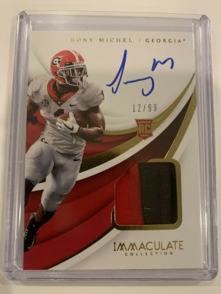 Sony Michel 2018 Immaculate Auto Autograph Patch 12/99 Patriots Rc