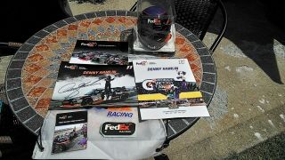 Denny Hamlin 1:3 Scale Helmet Signed,  Along With Autographed Card.