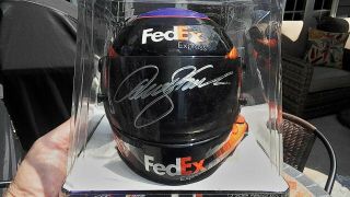 Denny Hamlin 1:3 Scale Helmet SIGNED,  along with autographed card. 3