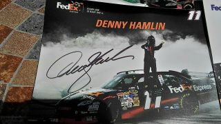 Denny Hamlin 1:3 Scale Helmet SIGNED,  along with autographed card. 6