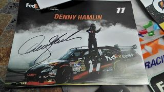 Denny Hamlin 1:3 Scale Helmet SIGNED,  along with autographed card. 7