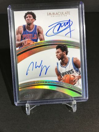 2016 - 17 Immaculate Dual Autographs Joel Embiid & Andrew Wiggins Sn’d 42/49