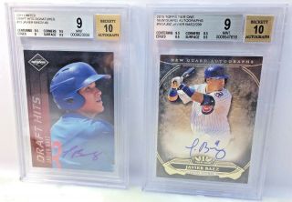 2015 Topps Tier One Guard Javier Baez Autograph 0.  5 From Bgs 9.  5 Auto /299