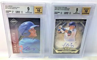 2015 Topps Tier One Guard Javier Baez Autograph 0.  5 from BGS 9.  5 AUTO /299 3