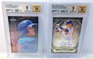 2015 Topps Tier One Guard Javier Baez Autograph 0.  5 from BGS 9.  5 AUTO /299 7
