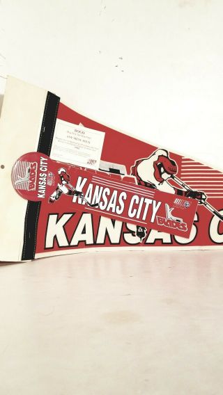Kfc Promo - 1994 Ihl Hockey - Kansas City Blades Pennant,  Bumper Sticker & Pin.