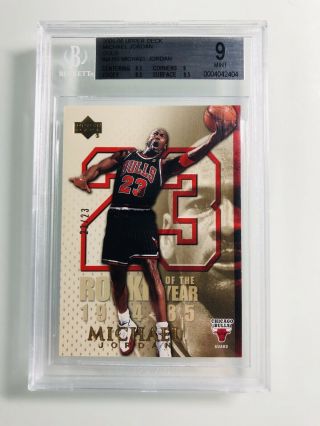 Michael Jordan 2005 Ud Rookie Of Year Gold D 23/23 Jersey 1/1 Bgs 9 Exquisite