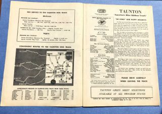 1978 Taunton Greyhound Program - BLUE RIBBON STAKE - Last Race Of The Season. 2