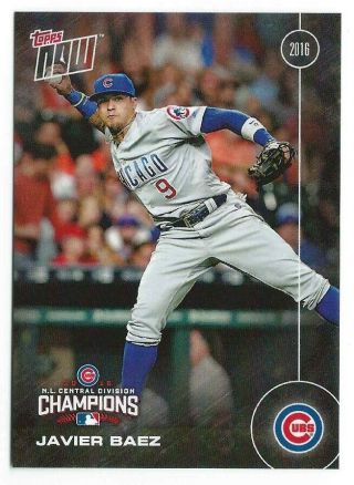 2016 Topps Now Chc - 8 Javier Baez Chicago Cubs N.  L.  Central Divsion Champions