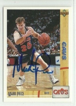 Mark Price 1991 Upper Deck Autographed Auto Signed Card Cavs