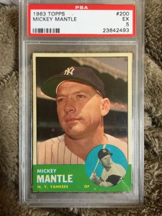 1963 Topps Mickey Mantle 200,  Psa 5 This Is One Sweet Card,  Dead Centered