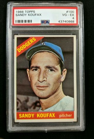 1966 Topps 100 Sandy Koufax Psa 4 Vg - Ex Los Angeles Dodgers Hall Of Fame