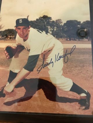 Sandy Koufax Signed Plaque W/ Certificate Of Authenticity And Signed 1966 Topps