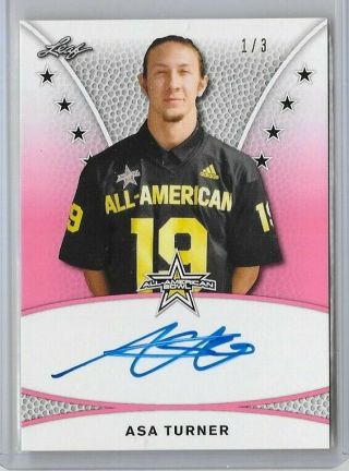 Asa Turner 2019 Leaf Us All American Bowl Tour Auto Pink Sp 