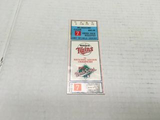 1987 Game 7 World Series Ticket Stub Metrodome Cardinals Twins F10