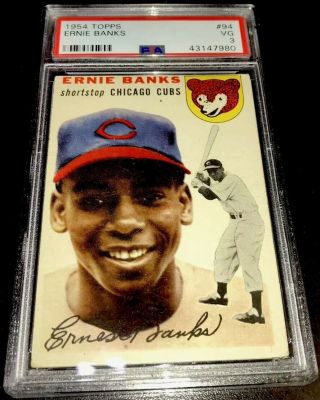 1954 Topps Ernie Banks Chicago Cubs 94 Rookie Card Rc Psa 3 Vg